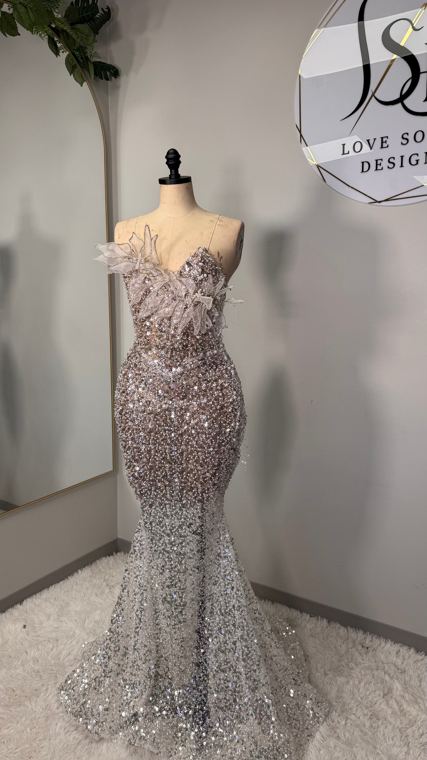 Custom Silver and Diamond Corset Dress