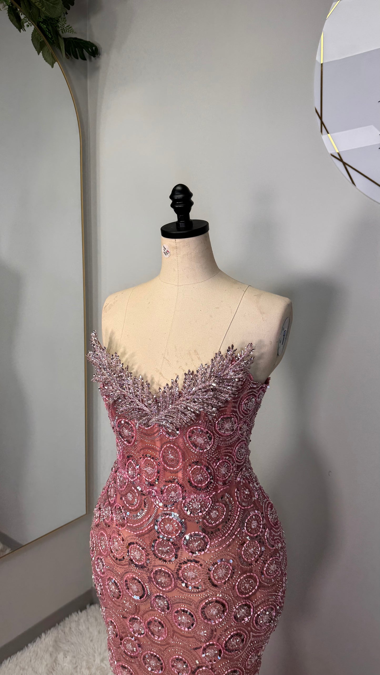Custom Rose Gold Pattern Beaded Dress