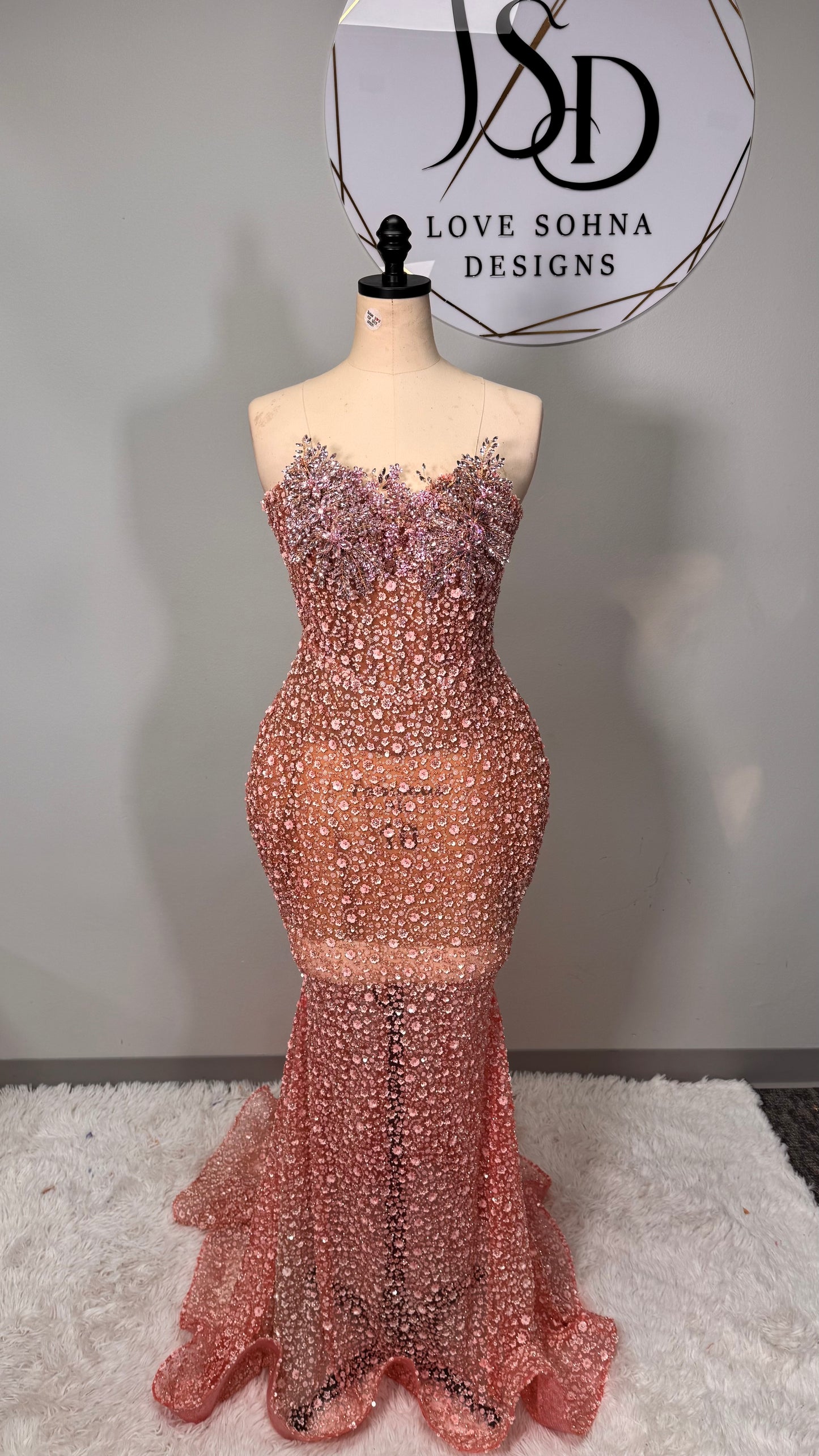 Custom Pink Beaded Dress