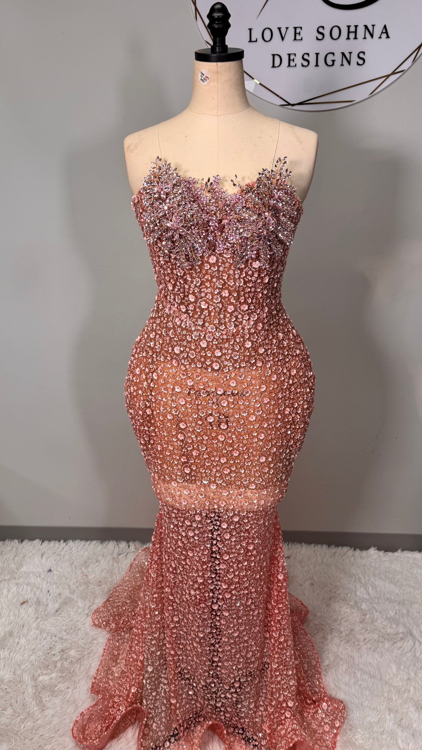 Custom Pink Beaded Dress