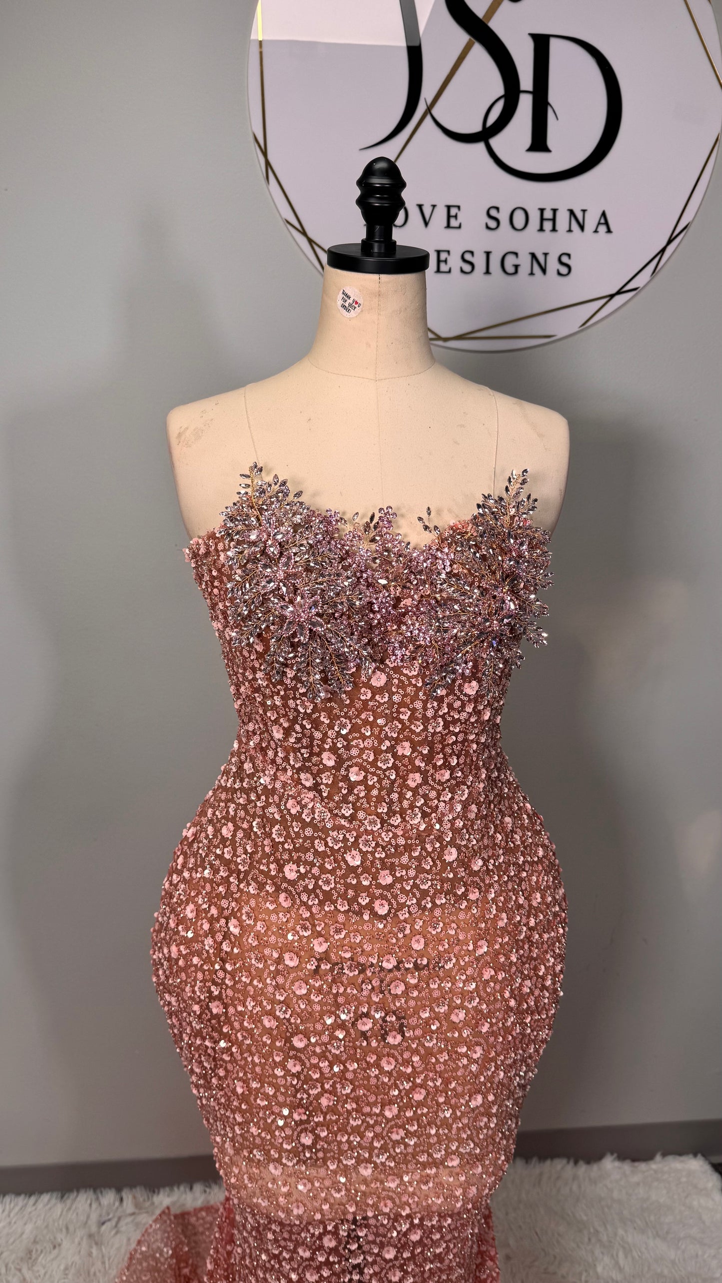Custom Pink Beaded Dress