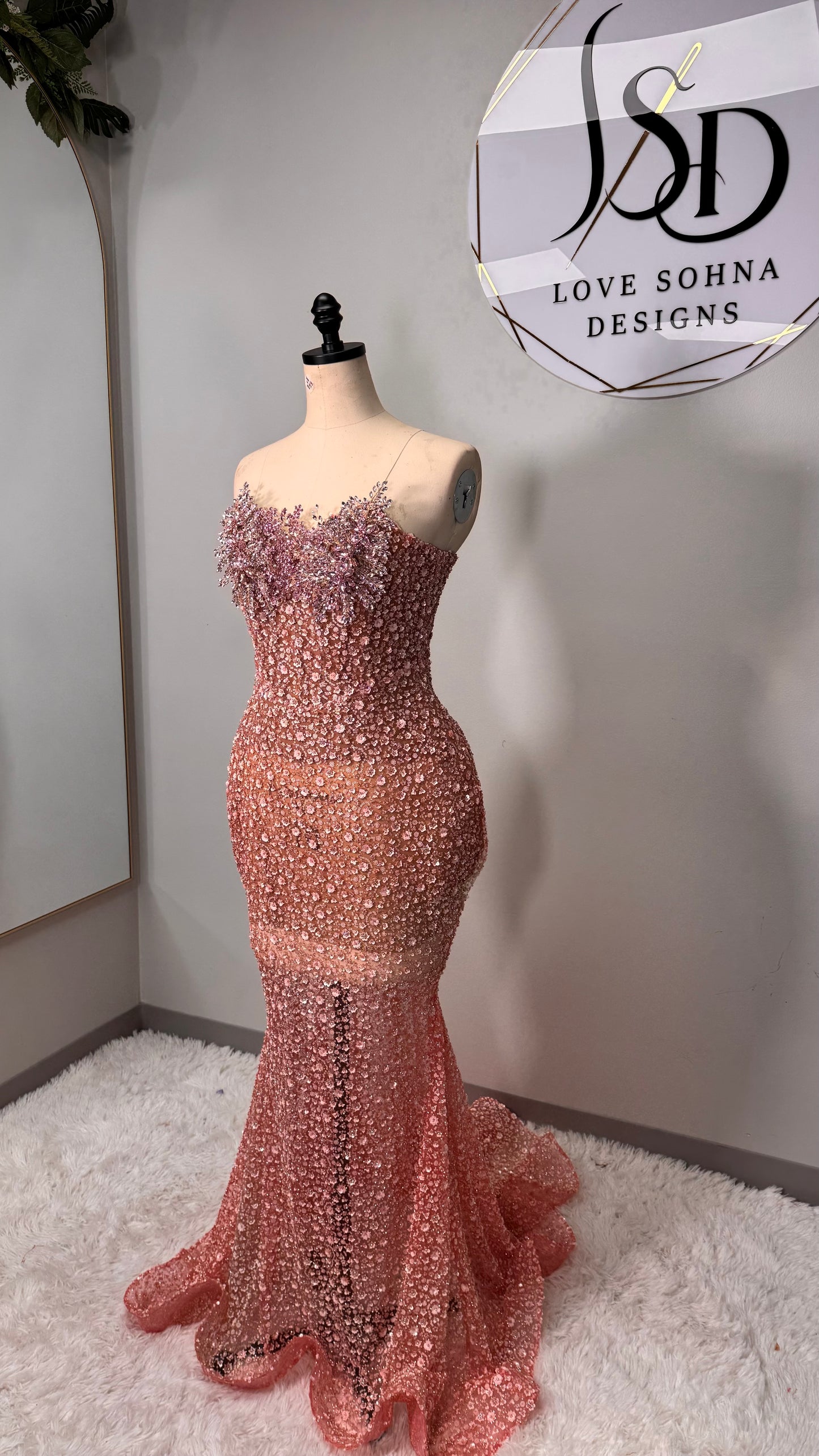 Custom Pink Beaded Dress