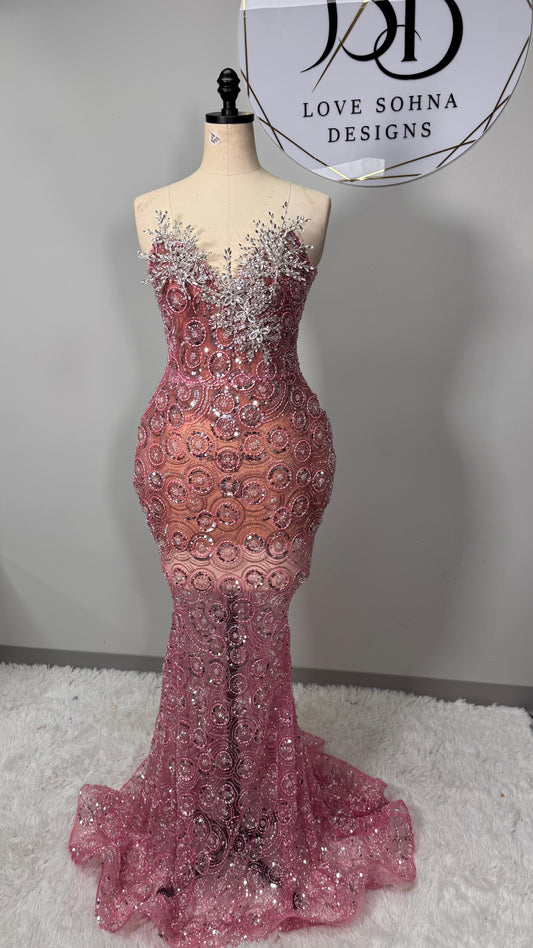 Custom Rose Gold Diamond Dress