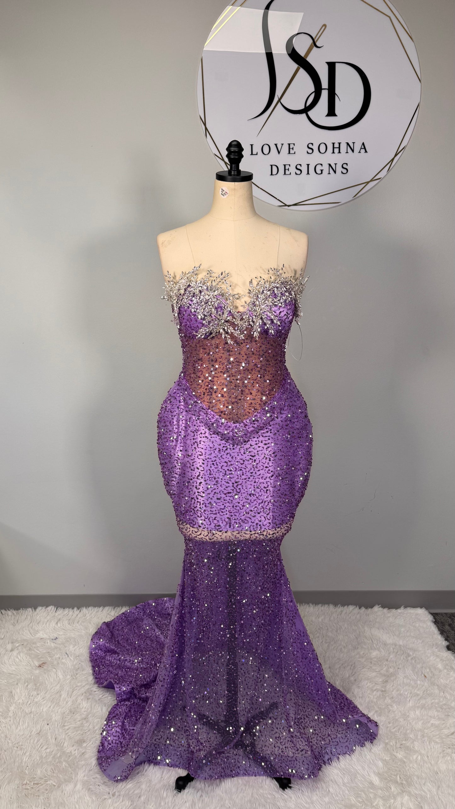 Custom Purple and Silver Corset Dress