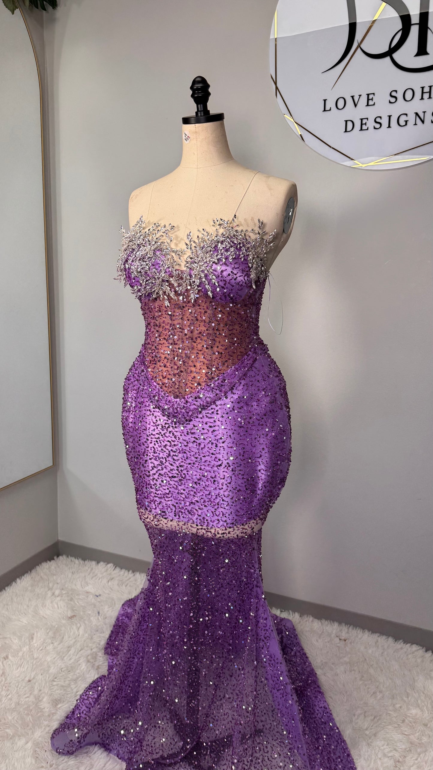 Custom Purple and Silver Corset Dress