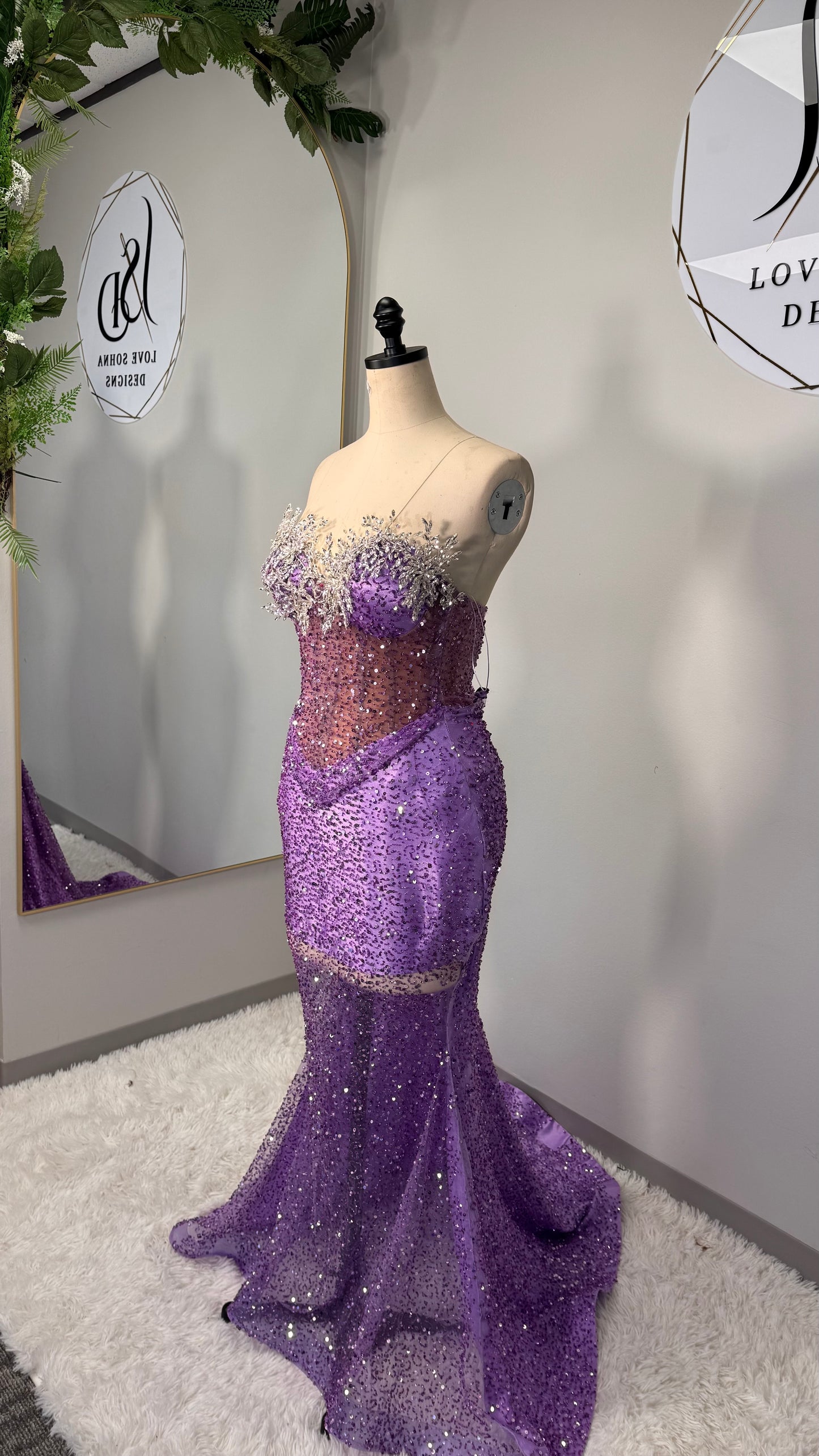 Custom Purple and Silver Corset Dress