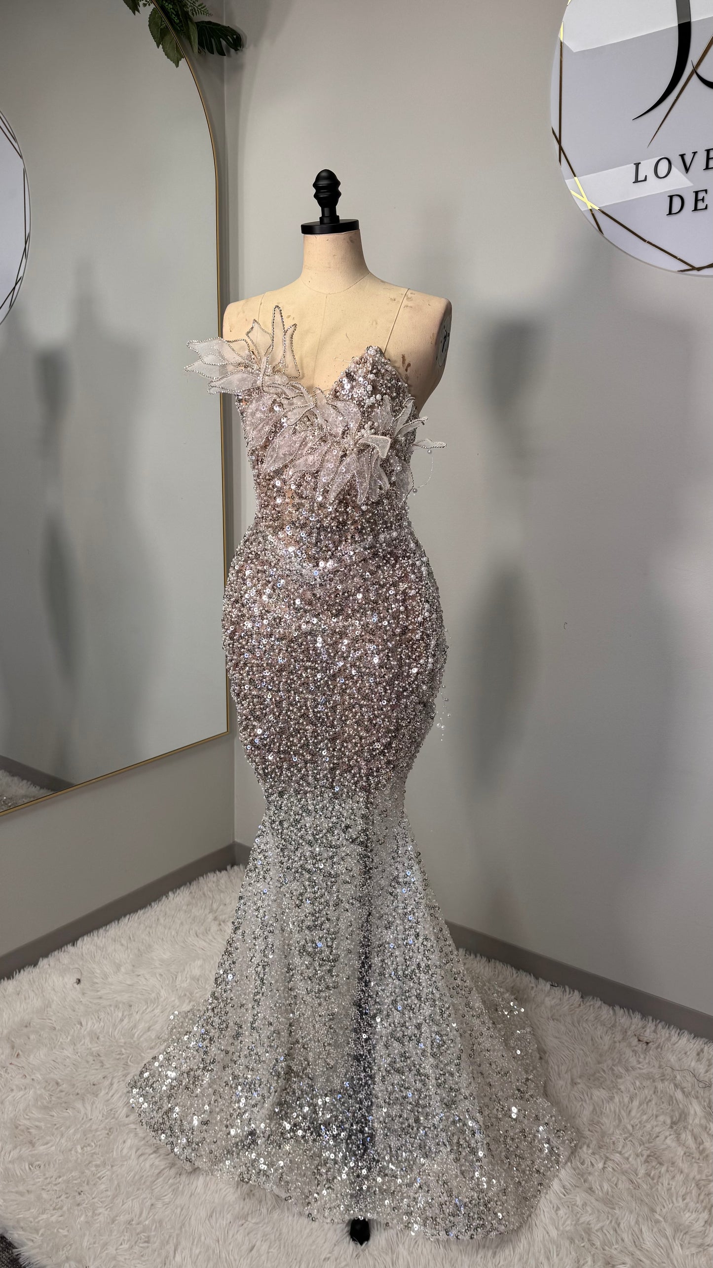 Custom Silver and Diamond Corset Dress