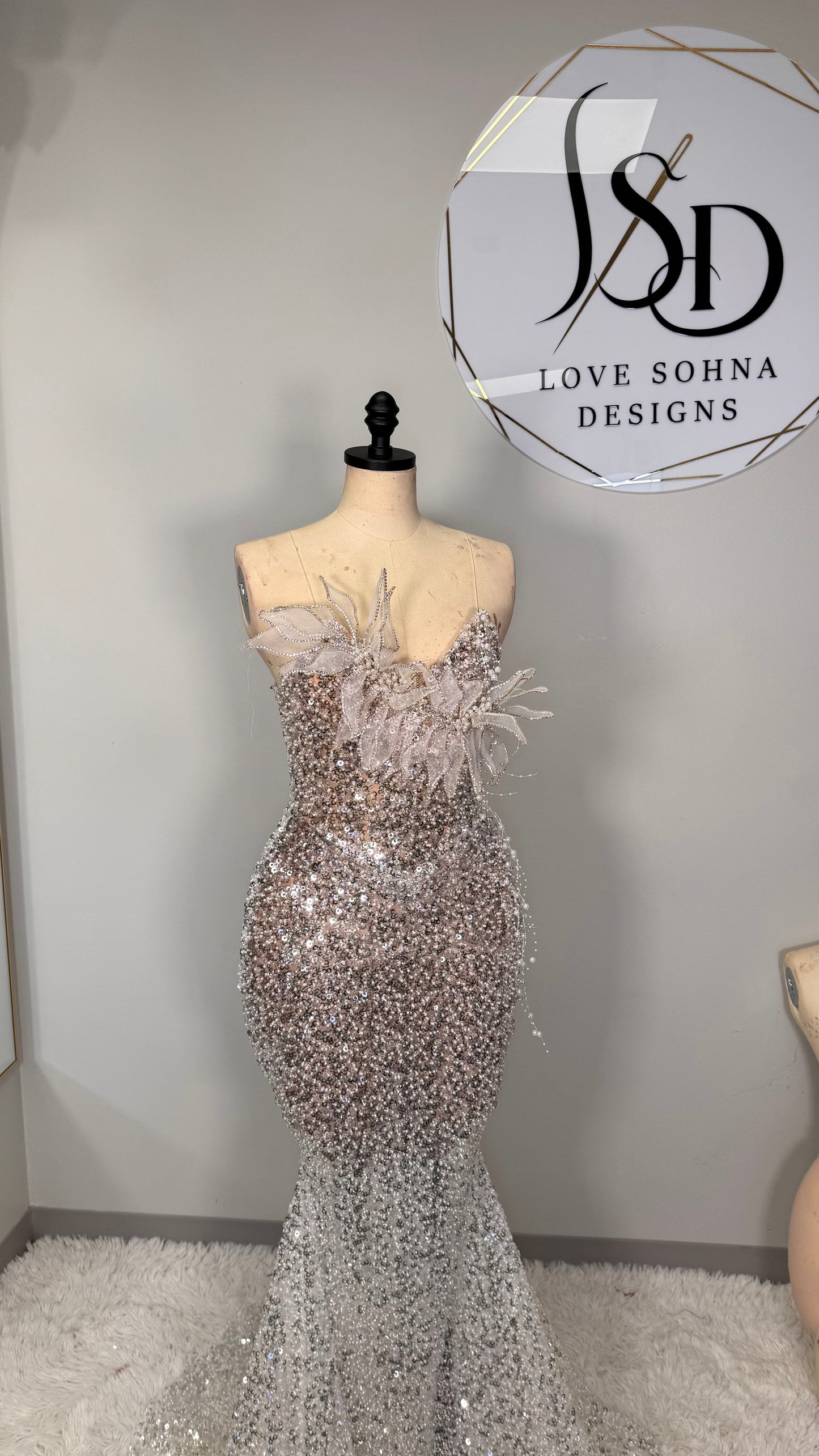 Custom Silver and Diamond Corset Dress