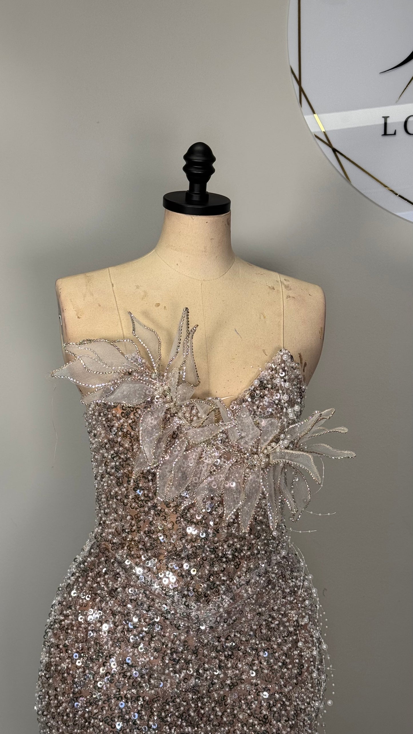 Custom Silver and Diamond Corset Dress