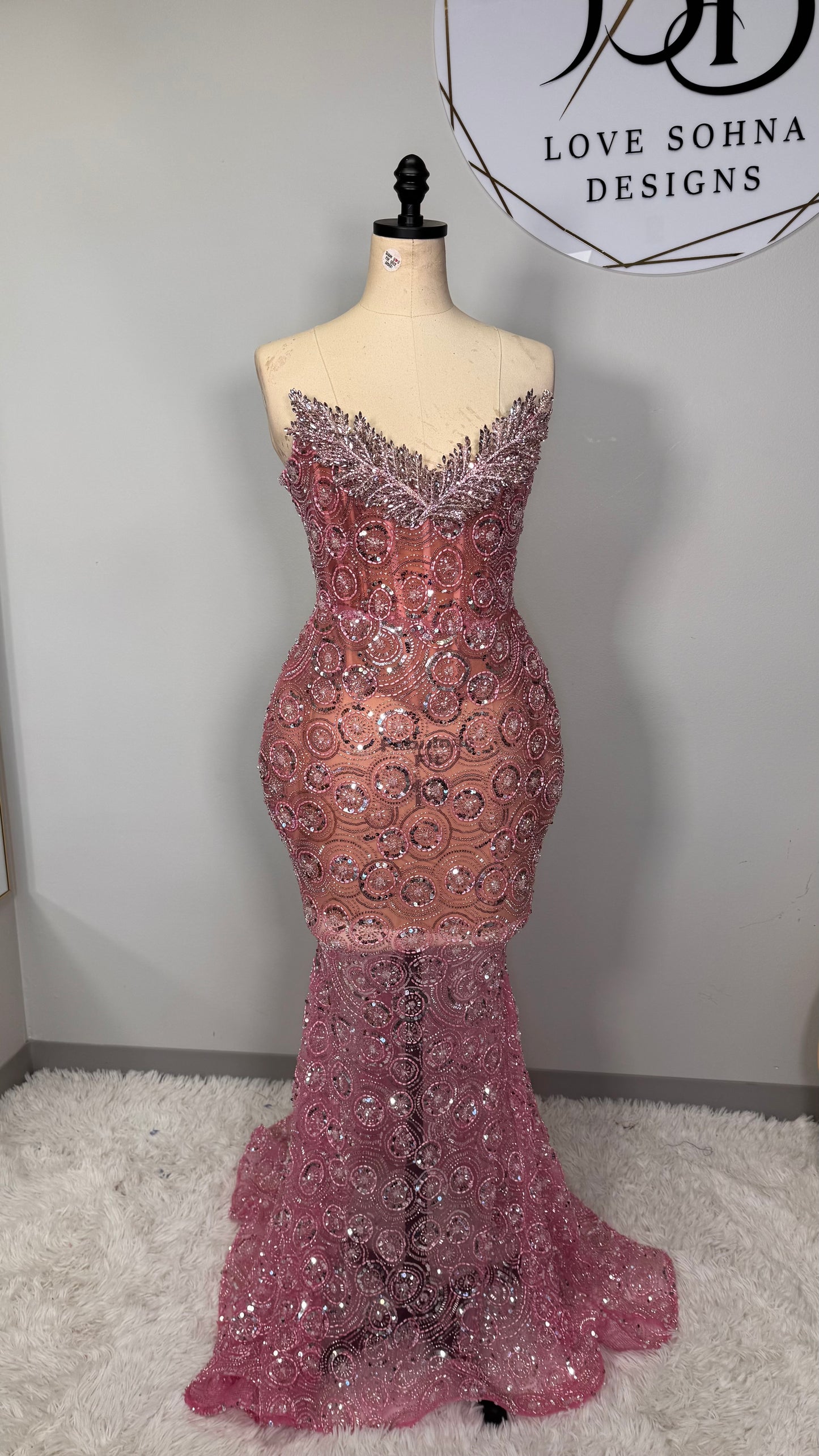 Custom Rose Gold Pattern Beaded Dress