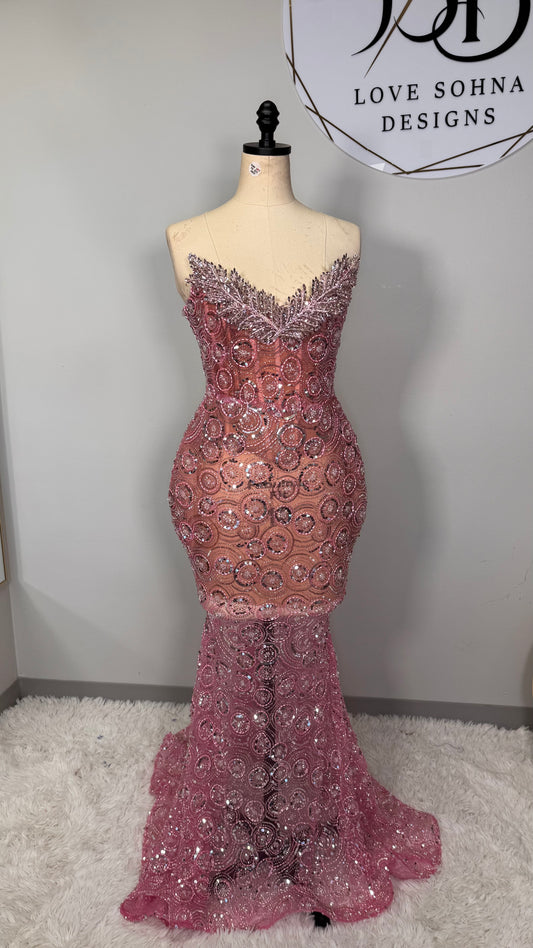 Custom Rose Gold Pattern Beaded Dress