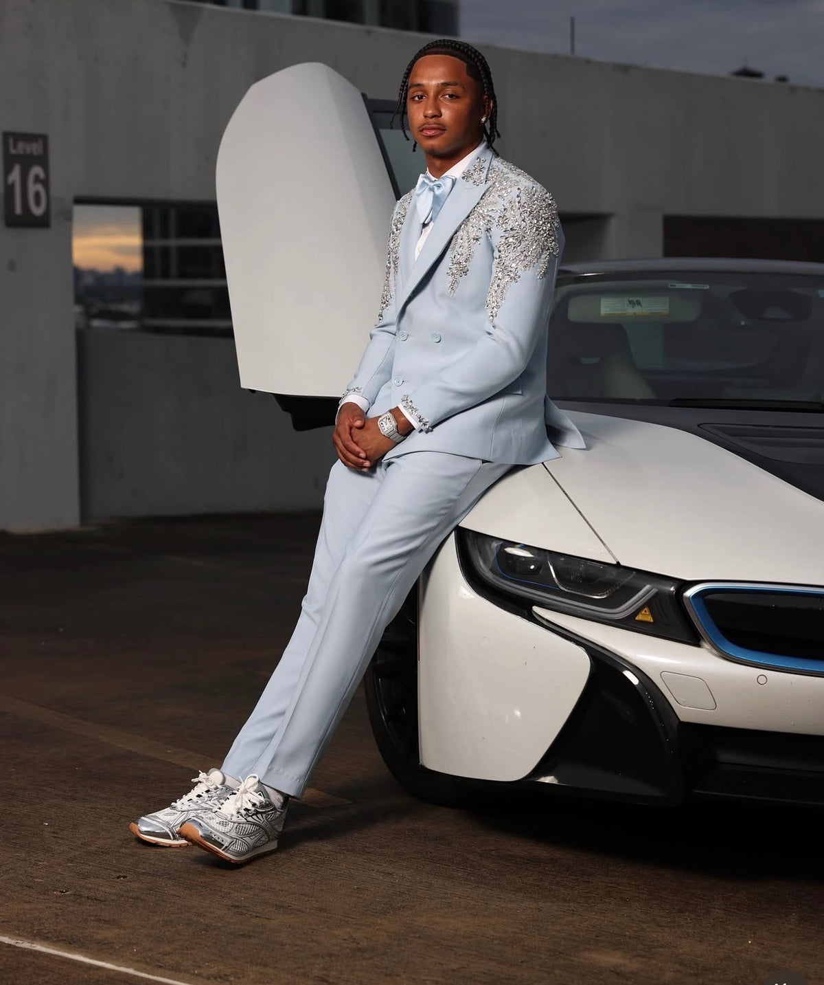 Lovesohna embellished blue suit portfolio photograph