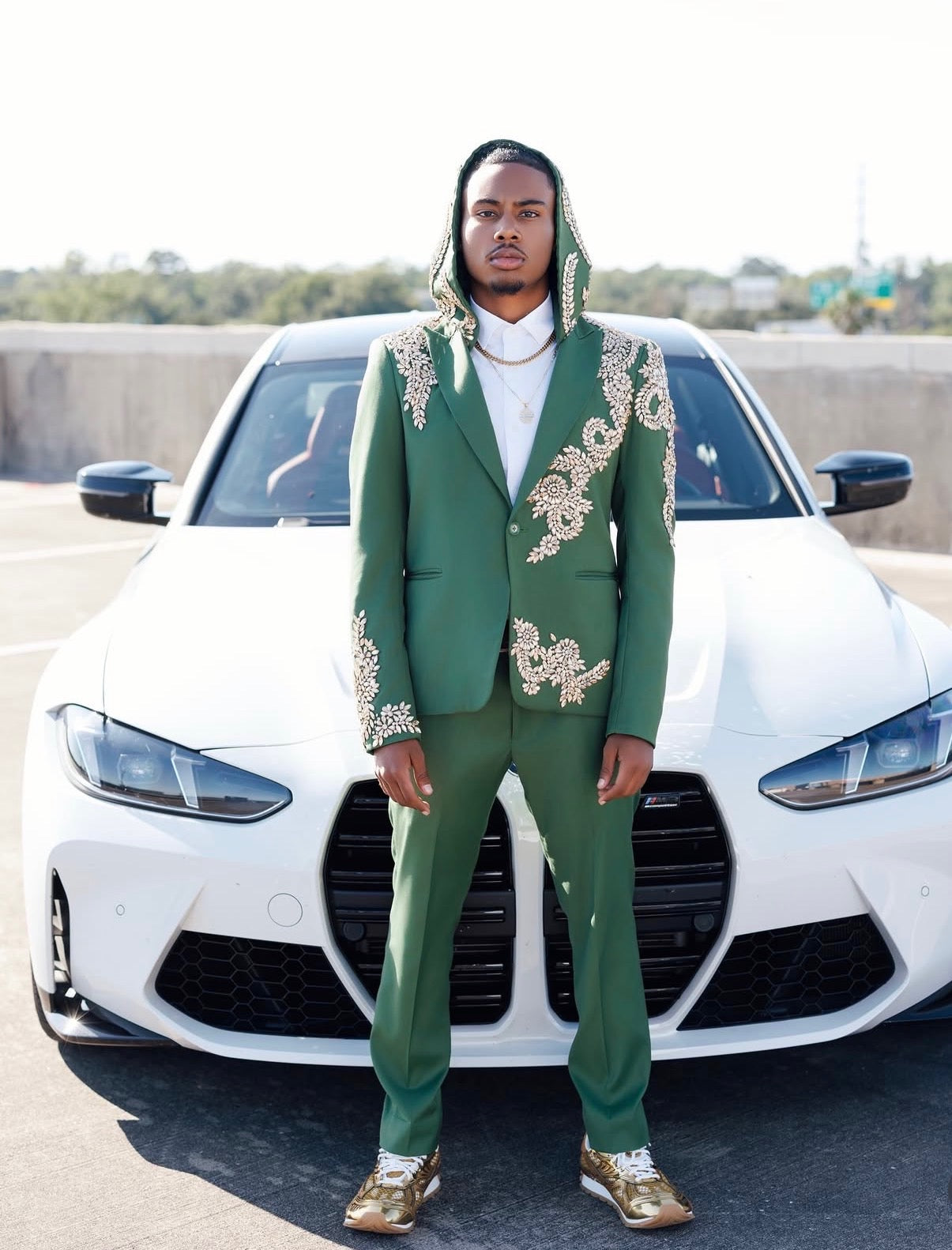 Lovesohna green embellished custom prom suit